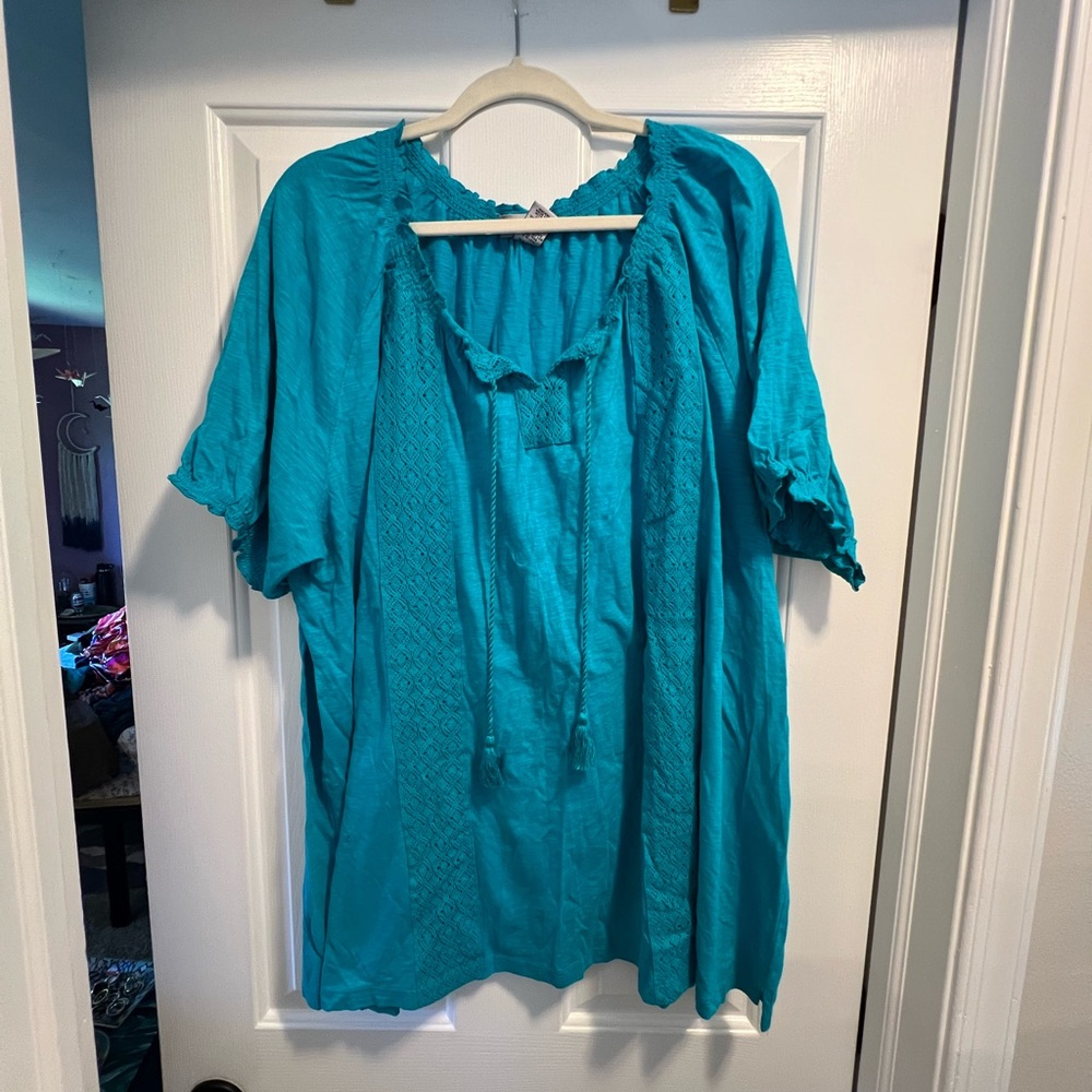 Catherines Teal Textured Blouse